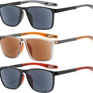 3-Pack Men's Reading Sunglasses UV400 & 1.25 Magnification Lenses